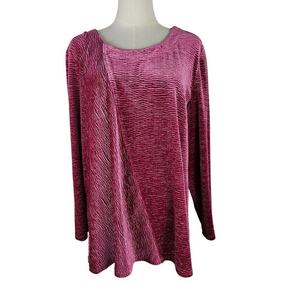 Habitat Tunic Top XL Velour Long Sleeve Raspberry Pink Velour Textured Colorful - Picture 1 of 9